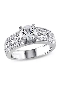 Lab Created 1.88 CT TGW White Sapphire Filigree Engagement Ring Sterling Silver