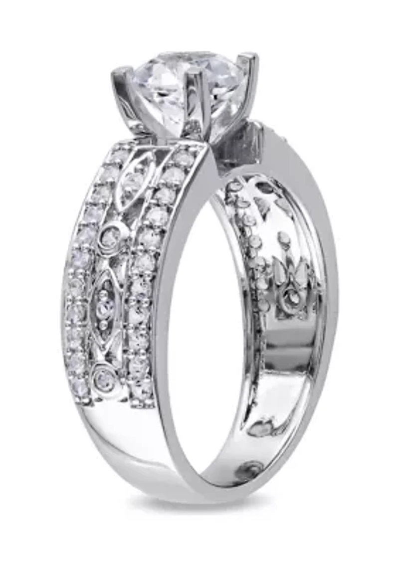 Lab Created 1.88 CT TGW White Sapphire Filigree Engagement Ring Sterling Silver