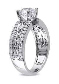 Lab Created 1.88 CT TGW White Sapphire Filigree Engagement Ring Sterling Silver