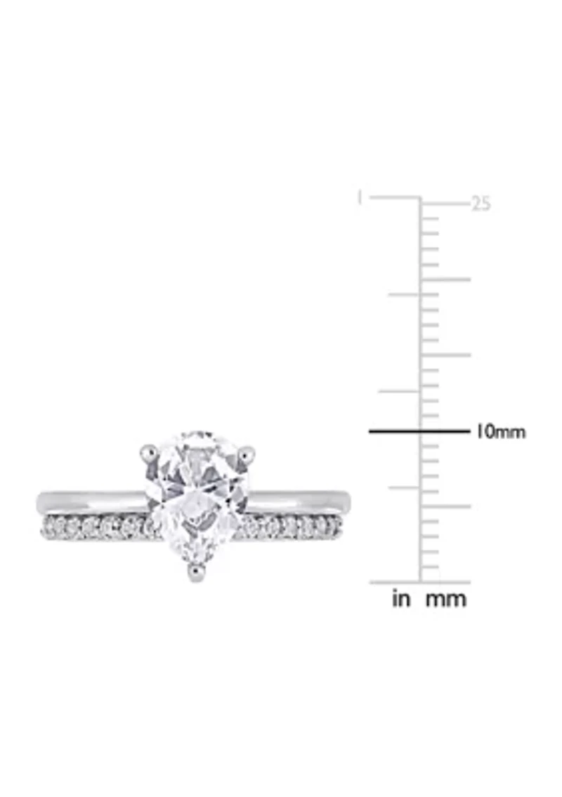 Lab Created 3 CT TGW White Sapphire Pear-Cut Bridal Ring Set 10k Gold