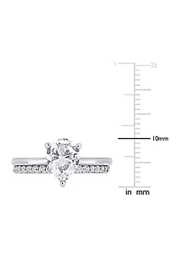 Lab Created 3 CT TGW White Sapphire Pear-Cut Bridal Ring Set 10k Gold