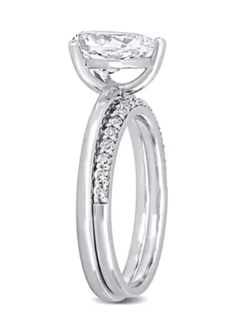 Lab Created 3 CT TGW White Sapphire Pear-Cut Bridal Ring Set 10k Gold