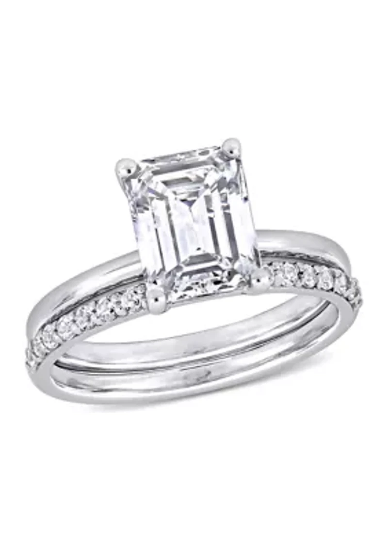 Lab Created 4 CT TGW White Sapphire Emerald-Cut Bridal Ring Set 10k Gold