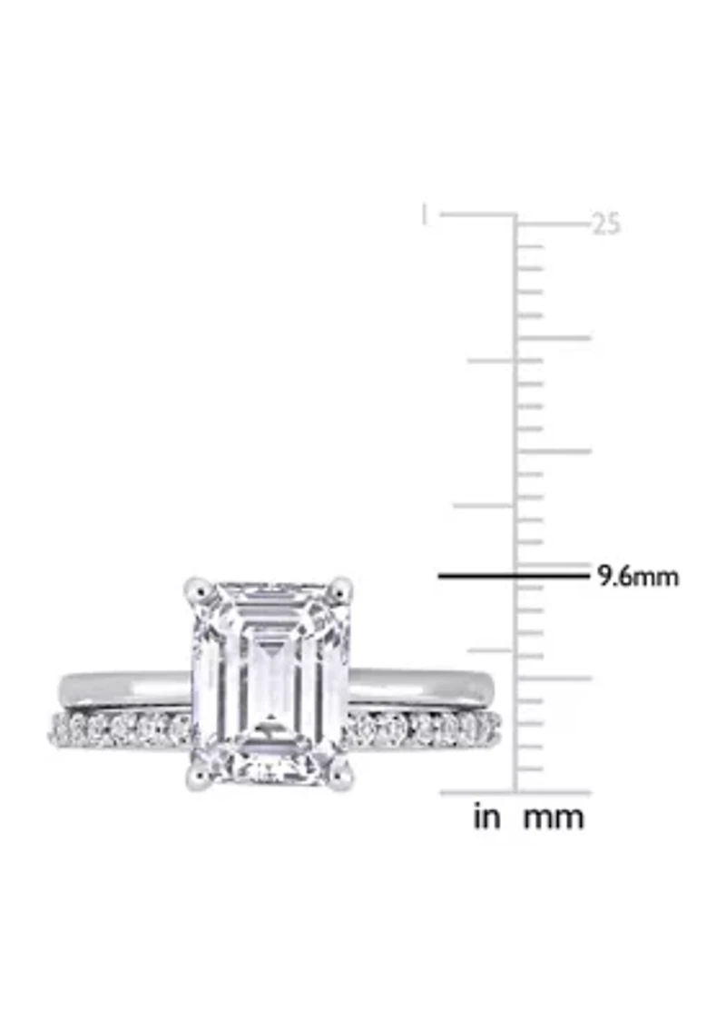 Lab Created 4 CT TGW White Sapphire Emerald-Cut Bridal Ring Set 10k Gold