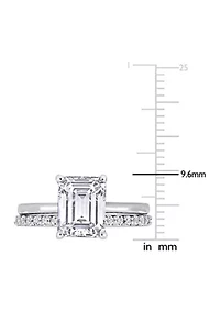 Lab Created 4 CT TGW White Sapphire Emerald-Cut Bridal Ring Set 10k Gold