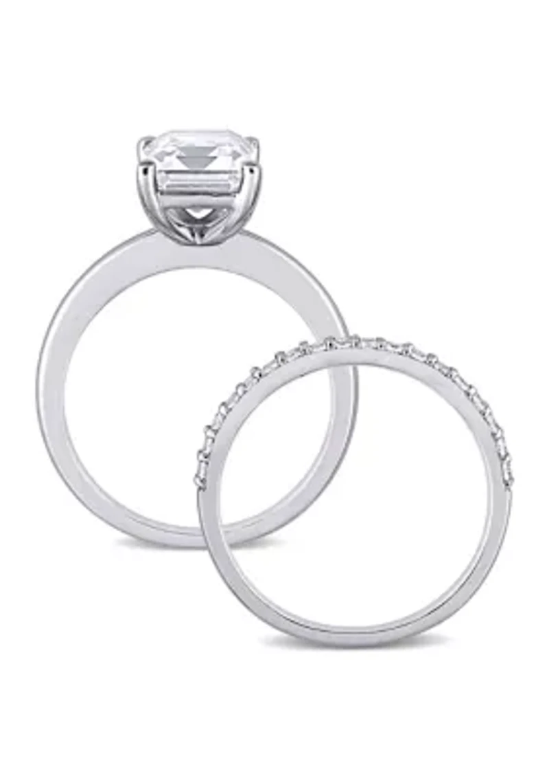 Lab Created 4 CT TGW White Sapphire Emerald-Cut Bridal Ring Set 10k Gold