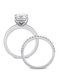 Lab Created 4 CT TGW White Sapphire Emerald-Cut Bridal Ring Set 10k Gold