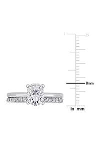Lab Created 3.3 CT TGW White Sapphire Oval Bridal Ring Set 10k Gold