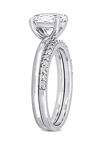 Lab Created 3.3 CT TGW White Sapphire Oval Bridal Ring Set 10k Gold