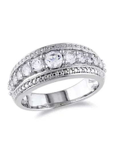 Lab Created 1.2 CT TGW White Sapphire Graduated Ring Sterling Silver