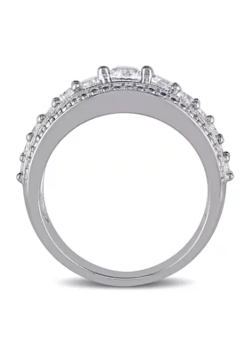 Lab Created 1.2 CT TGW White Sapphire Graduated Ring Sterling Silver