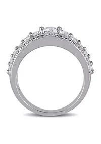 Lab Created 1.2 CT TGW White Sapphire Graduated Ring Sterling Silver