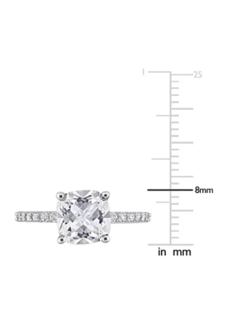 Lab Created 3.25 CT TGW White Sapphire Cushion-Cut Engagement Ring 10k Gold