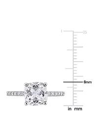 Lab Created 3.25 CT TGW White Sapphire Cushion-Cut Engagement Ring 10k Gold