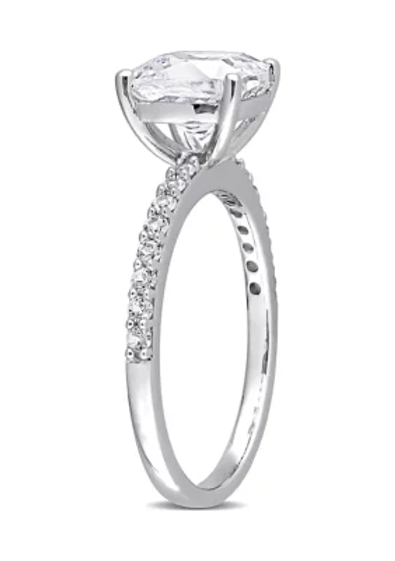 Lab Created 3.25 CT TGW White Sapphire Cushion-Cut Engagement Ring 10k Gold