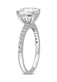 Lab Created 3.25 CT TGW White Sapphire Cushion-Cut Engagement Ring 10k Gold