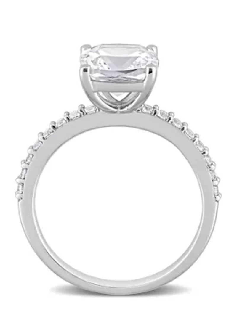 Lab Created 3.25 CT TGW White Sapphire Cushion-Cut Engagement Ring 10k Gold