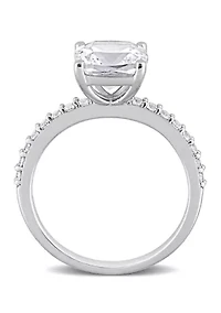 Lab Created 3.25 CT TGW White Sapphire Cushion-Cut Engagement Ring 10k Gold