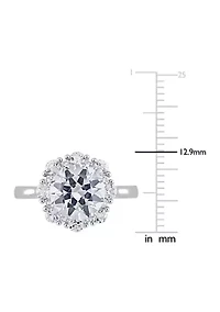 Lab Created 4.3 CT TGW White Sapphire Halo Engagement Ring 10k Gold