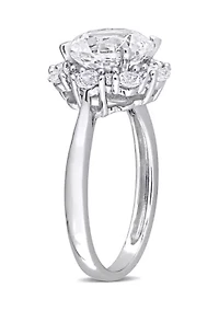 Lab Created 4.3 CT TGW White Sapphire Halo Engagement Ring 10k Gold