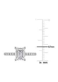 Lab Created 2.3 CT TGW White Sapphire Emerald-Cut Engagement Ring 10k Gold