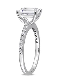 Lab Created 2.3 CT TGW White Sapphire Emerald-Cut Engagement Ring 10k Gold