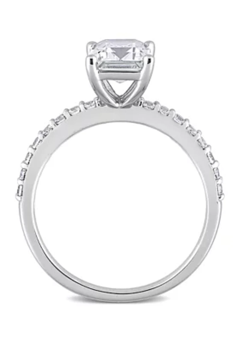 Lab Created 2.3 CT TGW White Sapphire Emerald-Cut Engagement Ring 10k Gold
