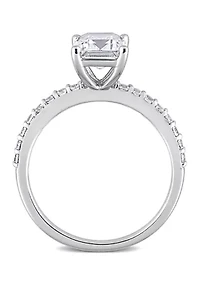 Lab Created 2.3 CT TGW White Sapphire Emerald-Cut Engagement Ring 10k Gold