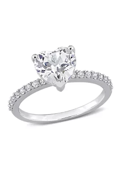 Lab Created 2.5 CT TGW White Sapphire Heart Engagement Ring 10k Gold