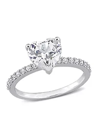 Lab Created 2.5 CT TGW White Sapphire Heart Engagement Ring 10k Gold