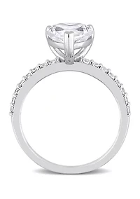 Lab Created 2.5 CT TGW White Sapphire Heart Engagement Ring 10k Gold