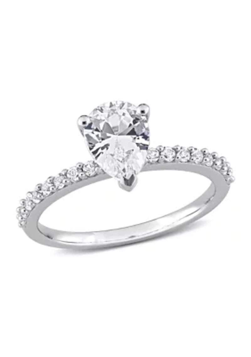 Lab Created 2.12 CT TGW White Sapphire Pear-Cut Engagement Ring 10k Gold