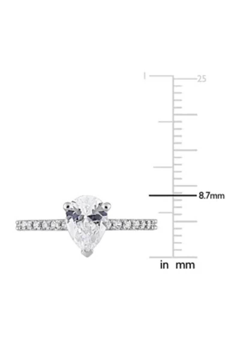 Lab Created 2.12 CT TGW White Sapphire Pear-Cut Engagement Ring 10k Gold