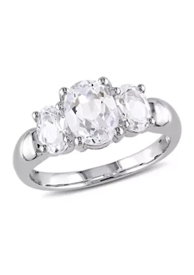 Lab Created 3.5 CT TGW White Sapphire Oval 3-Stone Ring Sterling Silver