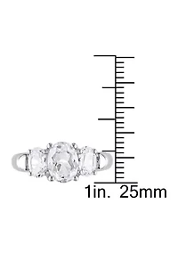 Lab Created 3.5 CT TGW White Sapphire Oval 3-Stone Ring Sterling Silver