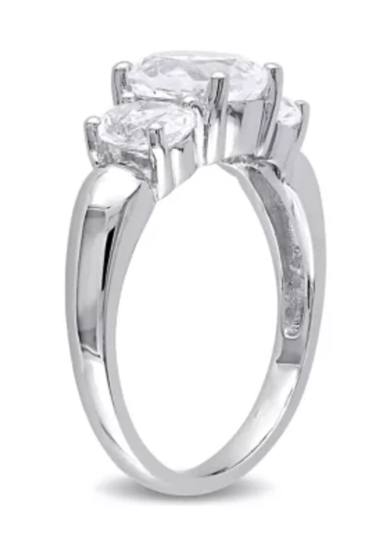 Lab Created 3.5 CT TGW White Sapphire Oval 3-Stone Ring Sterling Silver