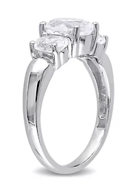 Lab Created 3.5 CT TGW White Sapphire Oval 3-Stone Ring Sterling Silver