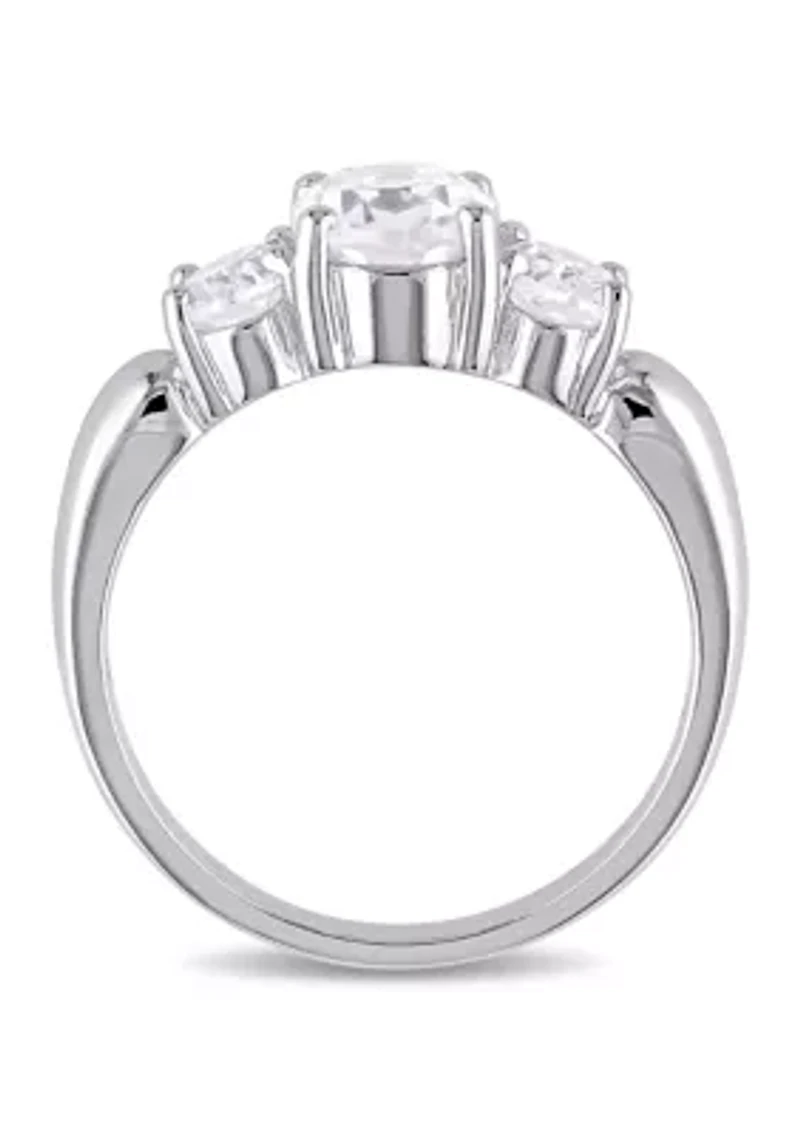Lab Created 3.5 CT TGW White Sapphire Oval 3-Stone Ring Sterling Silver