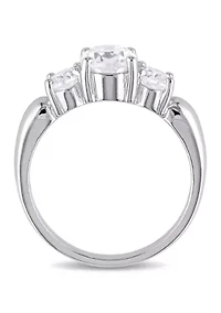 Lab Created 3.5 CT TGW White Sapphire Oval 3-Stone Ring Sterling Silver