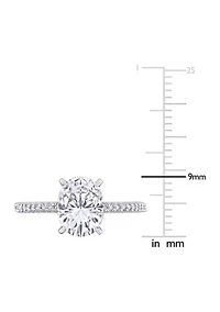 Lab Created 3 CT TGW White Sapphire and 1/10 TW Diamond Oval Engagement Ring 14k Gold