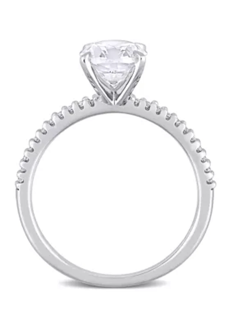 Lab Created 3 CT TGW White Sapphire and 1/10 TW Diamond Oval Engagement Ring 14k Gold