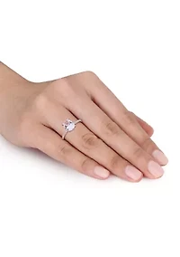 Lab Created 3 CT TGW White Sapphire and 1/10 TW Diamond Oval Engagement Ring 14k Gold