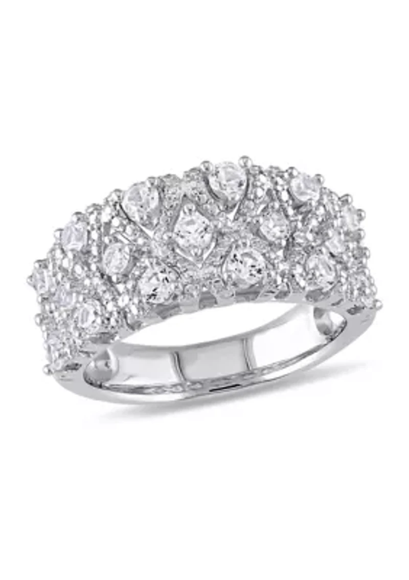 Lab Created 1.3 CT TGW White Sapphire Lattice Ring Sterling Silver