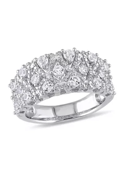 Lab Created 1.3 CT TGW White Sapphire Lattice Ring Sterling Silver