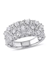 Lab Created 1.3 CT TGW White Sapphire Lattice Ring Sterling Silver
