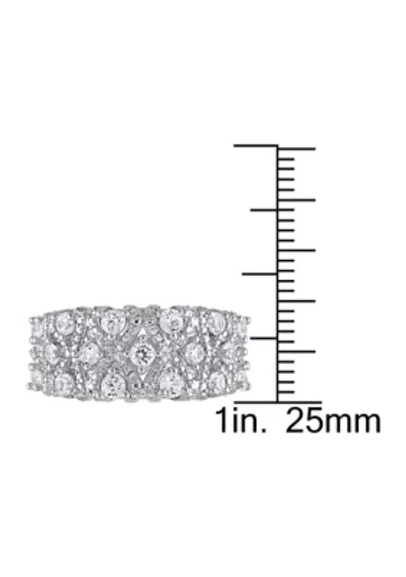 Lab Created 1.3 CT TGW White Sapphire Lattice Ring Sterling Silver