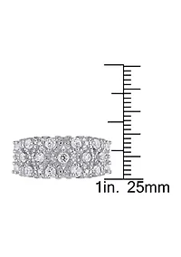 Lab Created 1.3 CT TGW White Sapphire Lattice Ring Sterling Silver