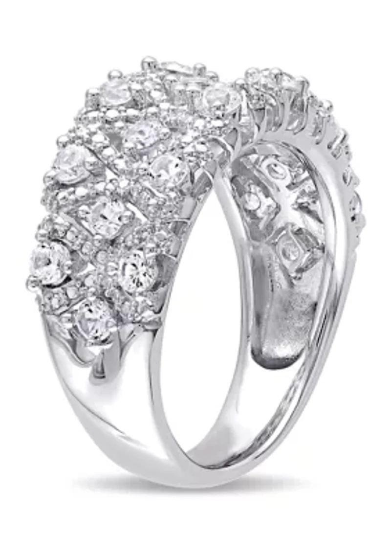 Lab Created 1.3 CT TGW White Sapphire Lattice Ring Sterling Silver
