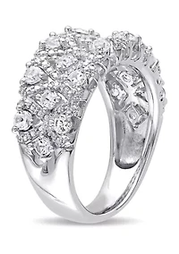 Lab Created 1.3 CT TGW White Sapphire Lattice Ring Sterling Silver