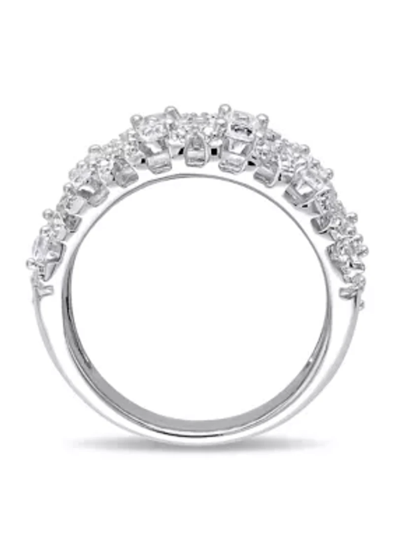 Lab Created 1.3 CT TGW White Sapphire Lattice Ring Sterling Silver